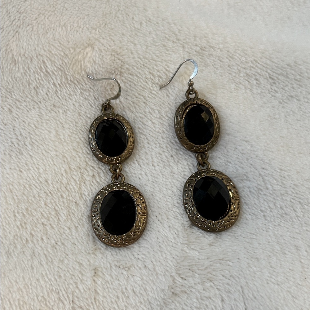 Black and Gold Dangle Earrings
